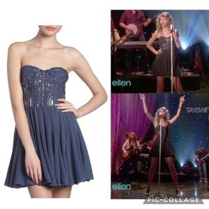 Rebecca Taylor Navy Sequin Strapless Dress